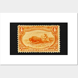 1898  Indian Hunting Buffalo Postage Stamp Print Posters and Art